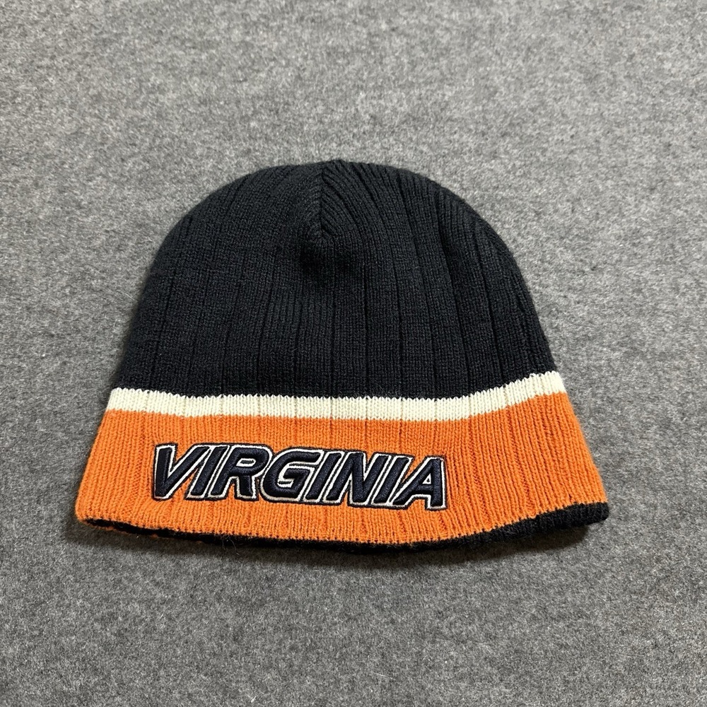 VTG Y2K Virginia Cavaliers Reversible Ribbed Skull Cap Beanie One Size Retro
